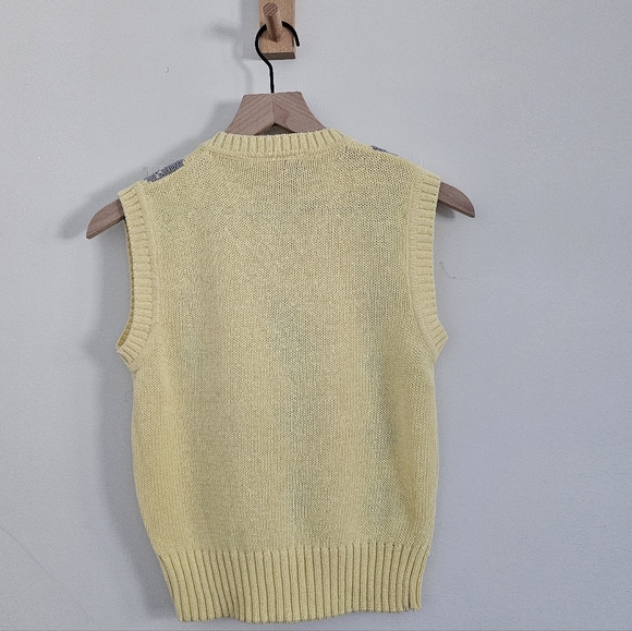 🌼 Vintage Alan Flusser Argyle Sweater Vest – 100% Cotton – Size M - Picture 5 of 10